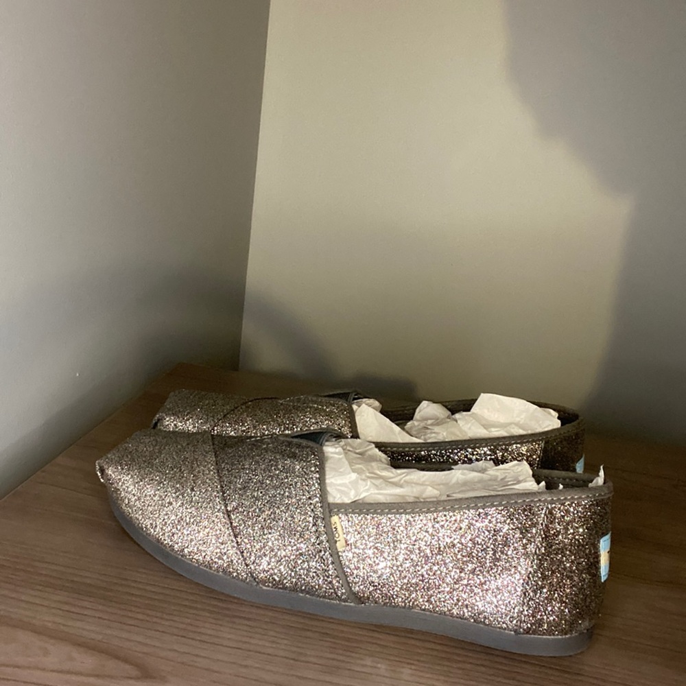 Grey Iridescent Glitter Canvas Classic TOMS.